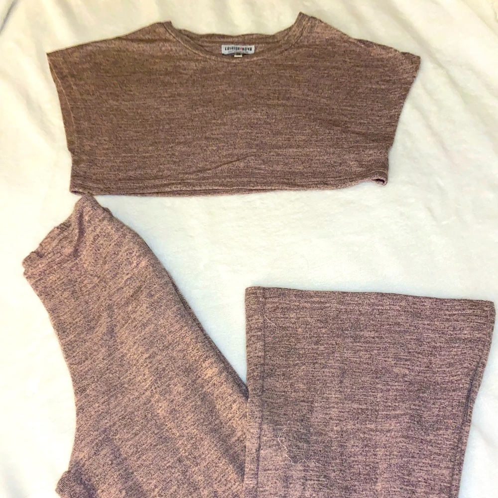 Fashion Nova Brown Crop Top & Pant Set